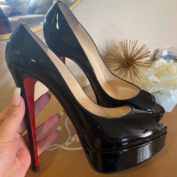 Christian Louboutin Shoes - Christian louboutin black lady peep 160 patent